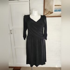 B-Slim Black Ruched Cocktail Dress Size Large Elegant Evening Dress
